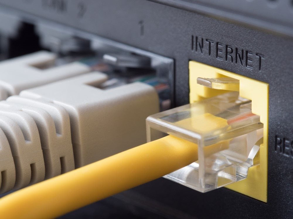 Cables attached to an internet router