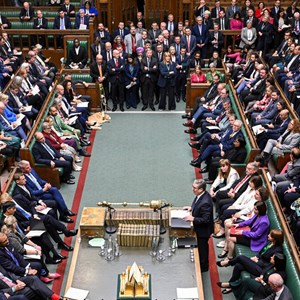 Full House of Commons Chamber with MPs attending PMQs