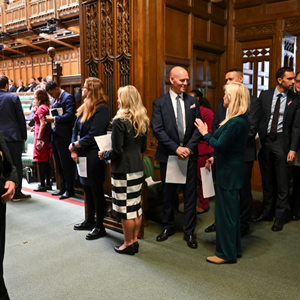 MPs queuing behind the Speakers chair to present their ballot bills