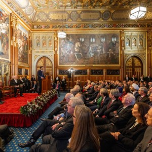 The Amir of Qatar addresses Parliament in the Robing Room of the House of Lords