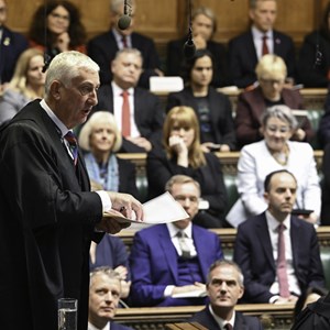 Commons Speaker standing in the House of Commons Chamber