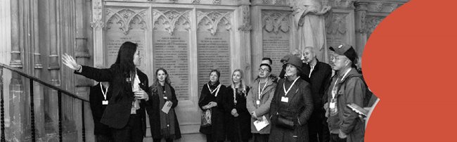A tour group in Westminster Hall